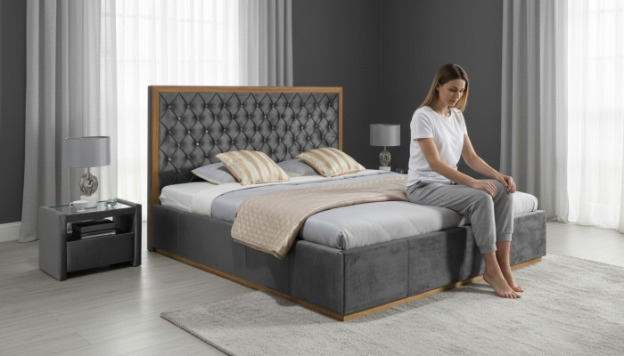 Luxury Bed Textile 2x Nightstand 3-piece Bedroom Set Furniture Beds Bed Frame