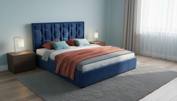 Blue designer bed bedroom design furniture modern luxury beds frame new
