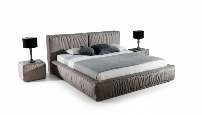 Luxury designer bed for the bedroom, upholstered in velvet furniture, beds, fabric, textile, new