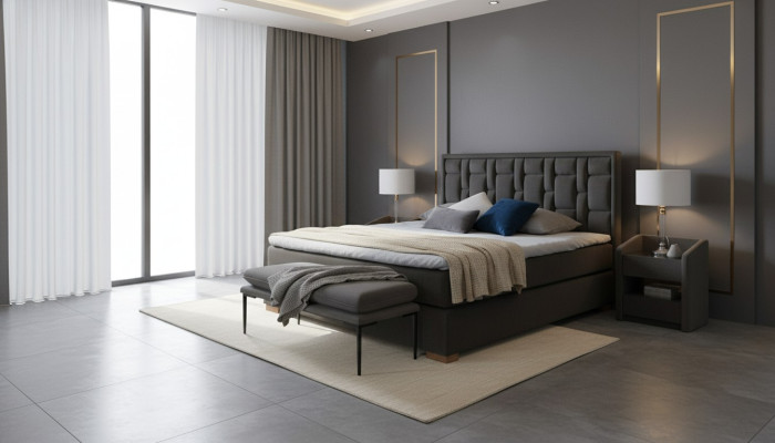 Chesterfield double bed bedroom velvet beds bed frame nightstand 3-piece set