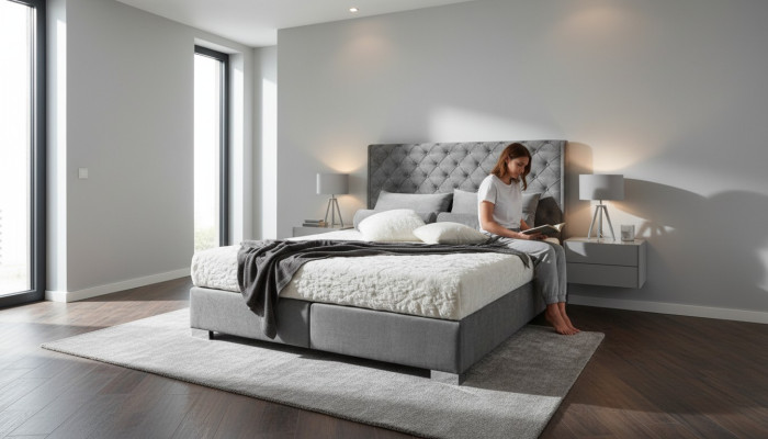 Chesterfield Box Spring Bed Textile Bedroom Furniture Modern Beds Fabric New