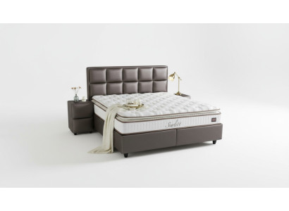 Leather bed, 2 nightstands, 3-piece bedroom set, modern quality furniture, new beds