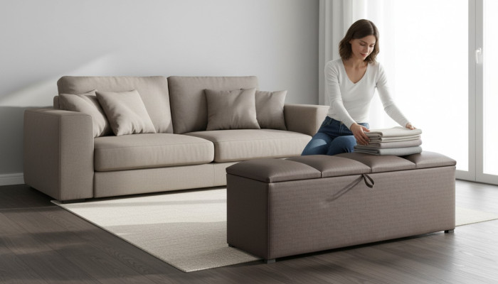 Chest storage box luxury bedroom stool textile footstool