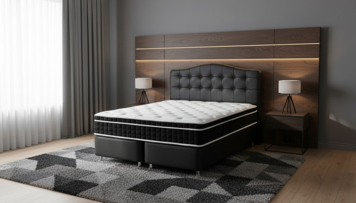 Bed Leather Bedroom Furniture Luxury Modern Beds Chesterfield Box Spring New