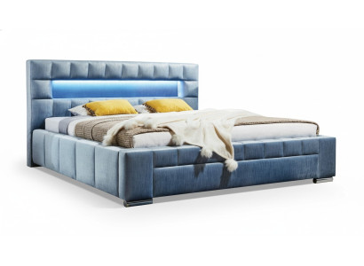 Luxury box spring bed fabric hotel blue beds bedroom furniture design double