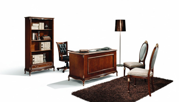 Wood luxury furniture classic bookshelf in Baroque style with 1 drawer and shelves