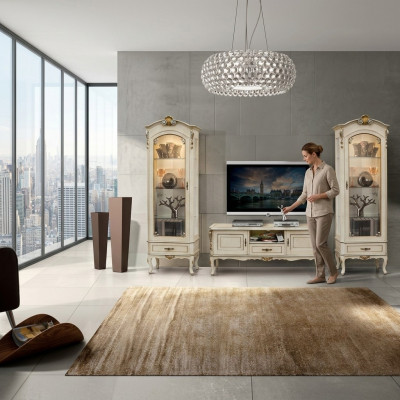 Living room cabinet wall unit 3-piece TV 2x display cabinet design Italian furniture Baroque style