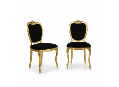 Designer furniture 2x chair gold living room wood chairs Italian luxury furniture new