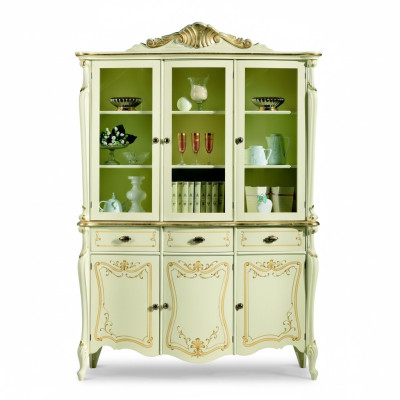 Showcase Italian Luxury Style Living Room Furniture Cabinet Baroque Rococo Style Wood New