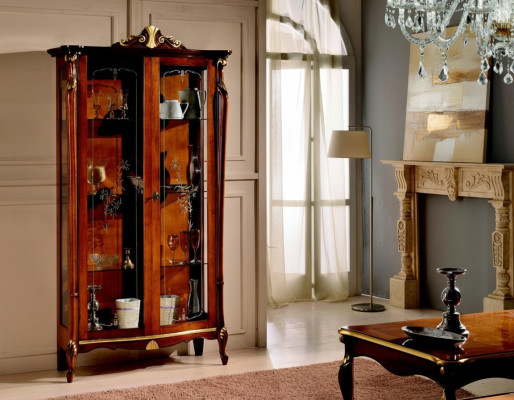 Italian furniture wood classic style design showcase cabinet shelf cabinets