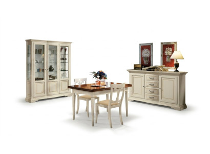 Dining Room Set 5-Piece Wood Furniture Sideboard 2x Chair Table Display Cabinet New