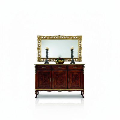 Design furniture style Baroque 2-piece set dresser mirror wood Italian style designer
