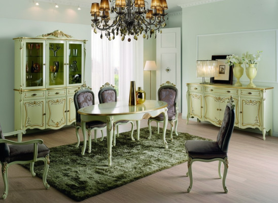 Design Italian furniture luxury dining table dining room wood furniture classic style bright