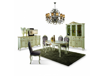 Dining table, 5 chairs, complete dining room set, 6-piece, wood, Italian furniture, new