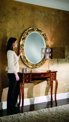 Italian furniture 2 pcs set secretary with mirror solid wood baroque style