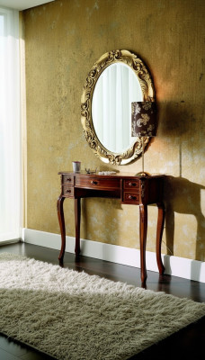 Italian furniture 2 pcs set secretary with mirror solid wood baroque style