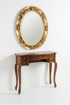 Italian furniture 2 pcs set secretary with mirror solid wood baroque style