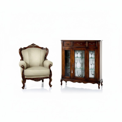 Furniture Style Baroque Wood Dresser Cabinet Display Cabinet Furniture Luxury Armchair