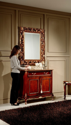 Wood Italian furniture 2-piece set furniture style baroque luxury dresser with mirror