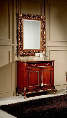Wood Italian furniture 2-piece set furniture style baroque luxury dresser with mirror