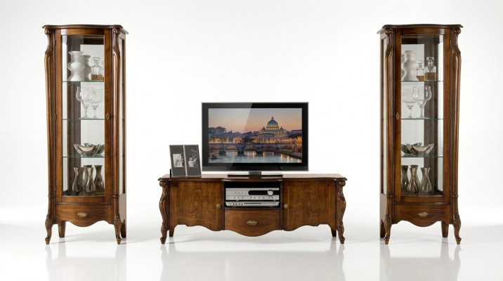 Luxury 3-piece wall unit RTV with 2x display cabinet Italian furniture design Baroque style new