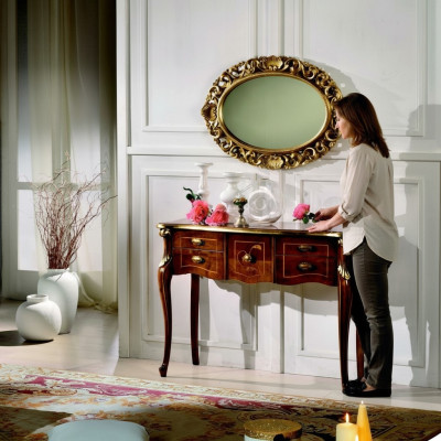 Wood Italian Furniture Style Baroque Luxury Console Table Mirror Sideboard 2-piece Set New