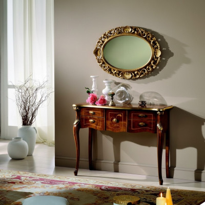 Wood Italian Furniture Style Baroque Luxury Console Table Mirror Sideboard 2-piece Set New