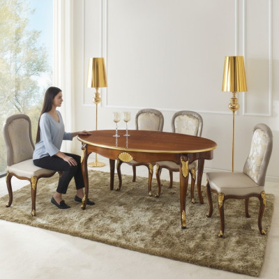 Set of 5-Piece Dining Room Furniture: Dining Table and 4 Chairs Luxury Dining Room Furniture Collection Italian Furniture