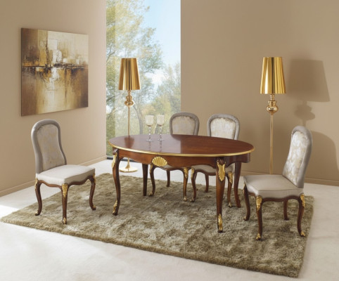 Set of 5-Piece Dining Room Furniture: Dining Table and 4 Chairs Luxury Dining Room Furniture Collection Italian Furniture