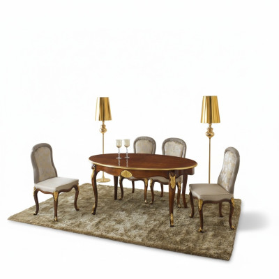 Set of 5-Piece Dining Room Furniture: Dining Table and 4 Chairs Luxury Dining Room Furniture Collection Italian Furniture