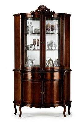 Italian luxury wood design furniture baroque style cabinet showcase brown living room new