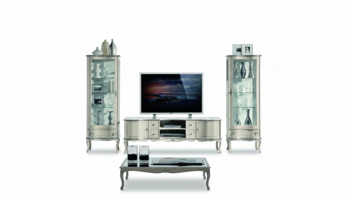 Chic three-piece set RTV with 2x display cabinet Italian furniture living room wall cabinet