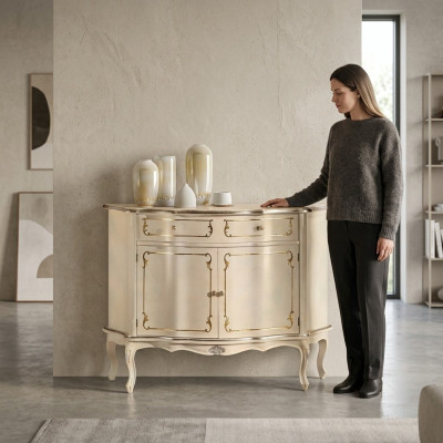 Luxury Italian Wooden Furniture Dresser White Buffet Cabinet Living Room
