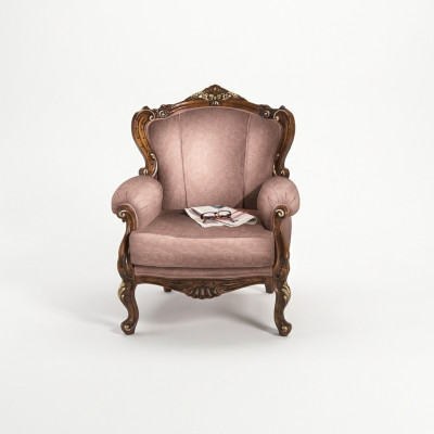 Send Designer Luxury Baroque Pink Armchair Italian Wood Living Room Furniture New