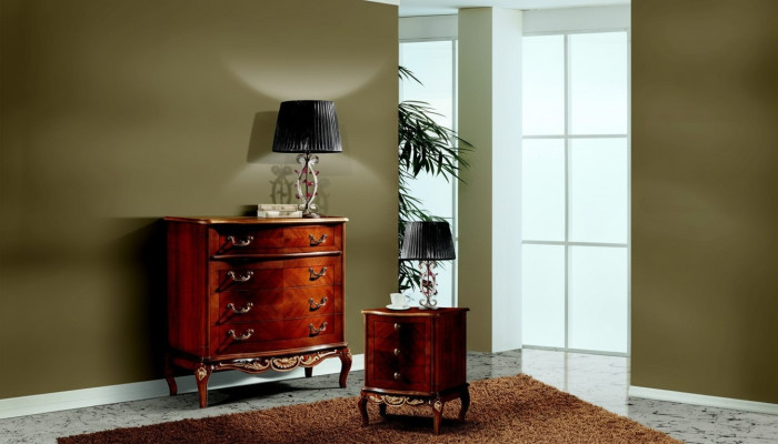 Luxury Italian Furniture Large Dresser Cabinet with 4 Drawers Wood Brown