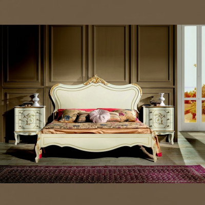 Design luxury bed classic wooden bed frame baroque style Italian furniture