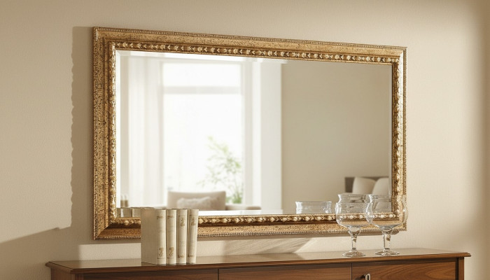 Gold mirror design luxury XXL wall mirror wood frame baroque style Italy new