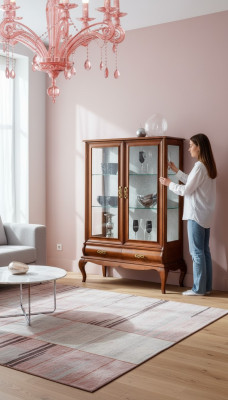 Classic furniture wood brown display cabinet chic display cabinet Italian furniture