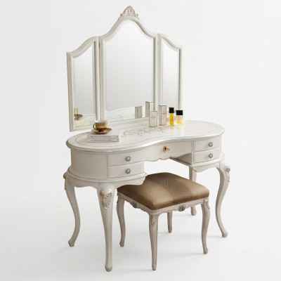 Furniture Baroque Wood Tables Console Table Mirror Italian Makeup Table 2-piece.