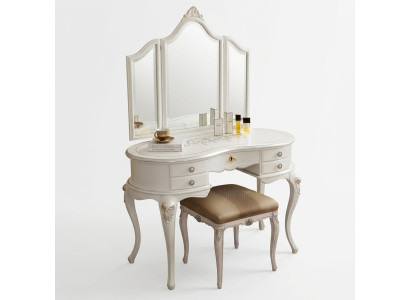 Furniture Baroque Wood Tables Console Table Mirror Italian Makeup Table 2-piece.