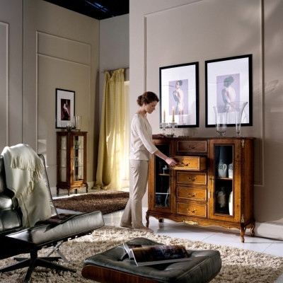 Sideboard, cabinet, glass showcase, dresser, cabinets, baroque style, furniture, wood