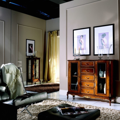 Sideboard, cabinet, glass showcase, dresser, cabinets, baroque style, furniture, wood
