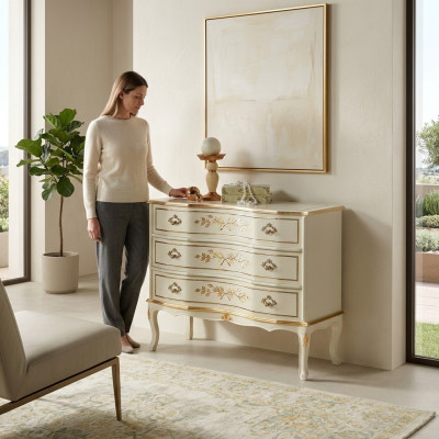 Luxury design cabinet solid wood furniture dressers cabinet baroque Italian