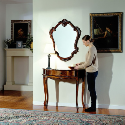 Furniture Style Baroque Console Table Mirror Wood Italian Tables Consoles 2pcs.