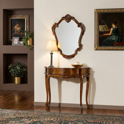 Furniture Style Baroque Console Table Mirror Wood Italian Tables Consoles 2pcs.