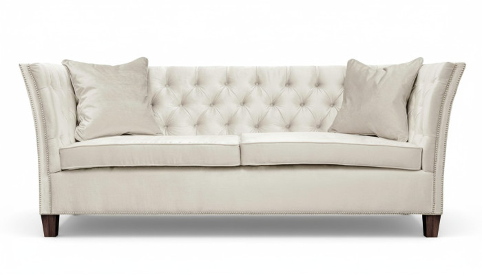 Sofa Beige Chesterfield Three-Seater Upholstery Furniture Hotel Practice Living Room