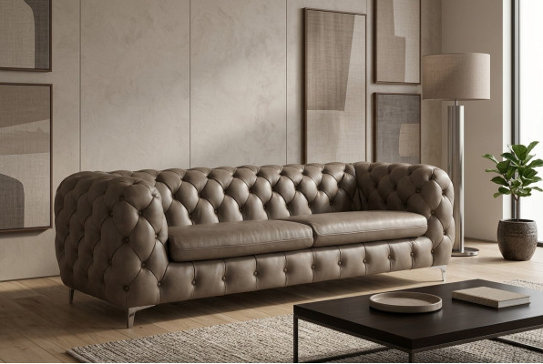 Chesterfield Sofa Brown XXL Big Leather Living Room Furniture 4-Seater Violet Yellow Green