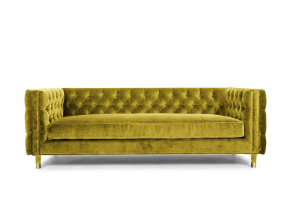 Yellow Chesterfield 4-Seater Sofa Luxury Design Furniture Textile Fabric Couches Yellow Sofas