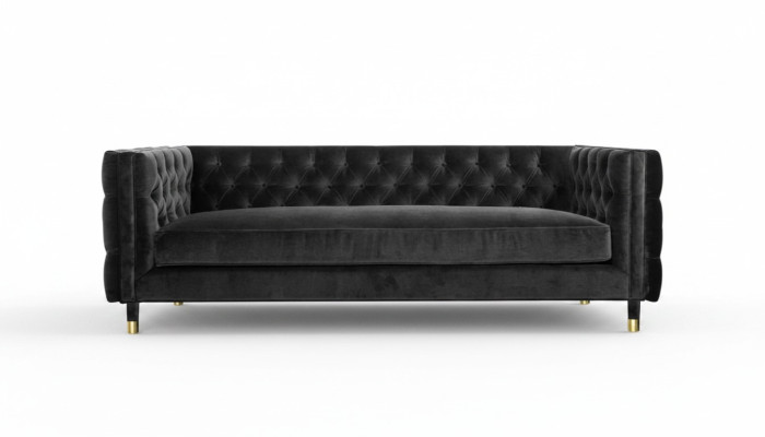 Black Chesterfield Sofa Big Luxury Furniture 4-seater Textile Fabric Couches