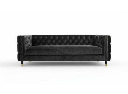 Black Chesterfield Sofa Big Luxury Furniture 4-seater Textile Fabric Couches